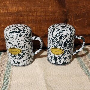 Green/White Enamel Salt & Pepper Shakers